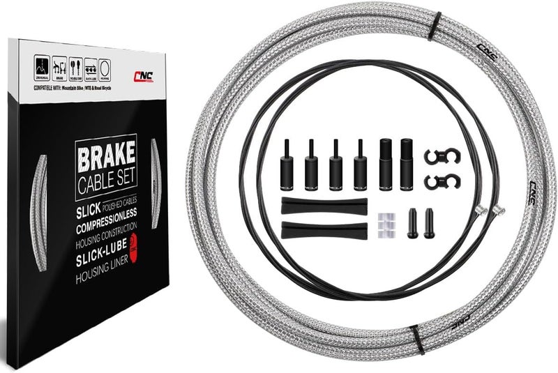 CNC Mountain Bike Brake Cable Kit,Bicycle Brake Cable Housing Coated Braided & Teflon Inner line For MTB（Black/Gold/Silver/Titanium silver） - Image 1